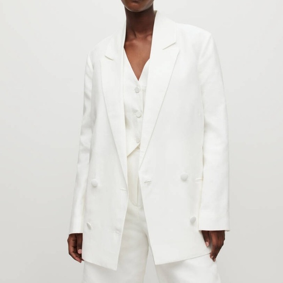 All Saints Jackets & Blazers - NWT ALLSAINT Petra Linen Blend White Oversized Blazer in Size 4